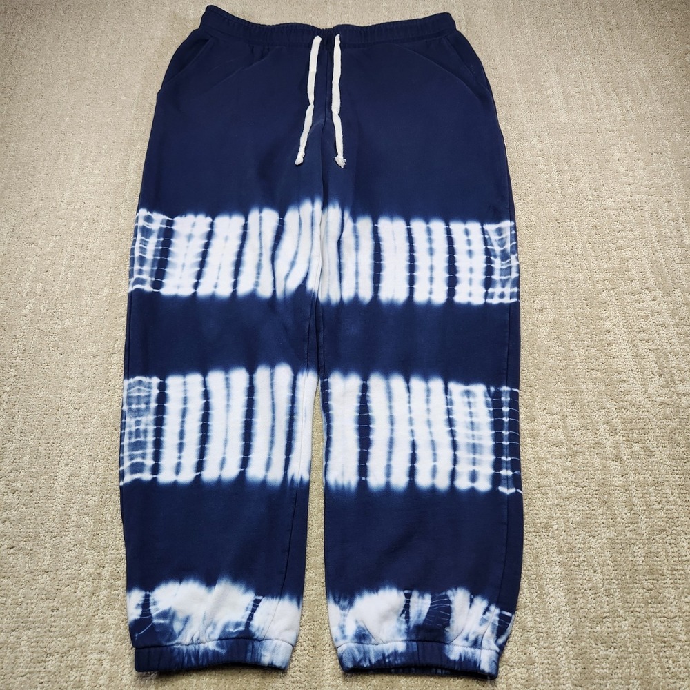 Madewell Sweatpants Women Large Cotton Tie Dye Blue Jogger‎ French Terry Retro